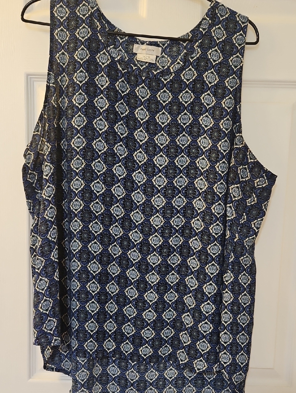 Van Heusen Navy and White Printed Sleeveless Camisole - Picture 1 of 1